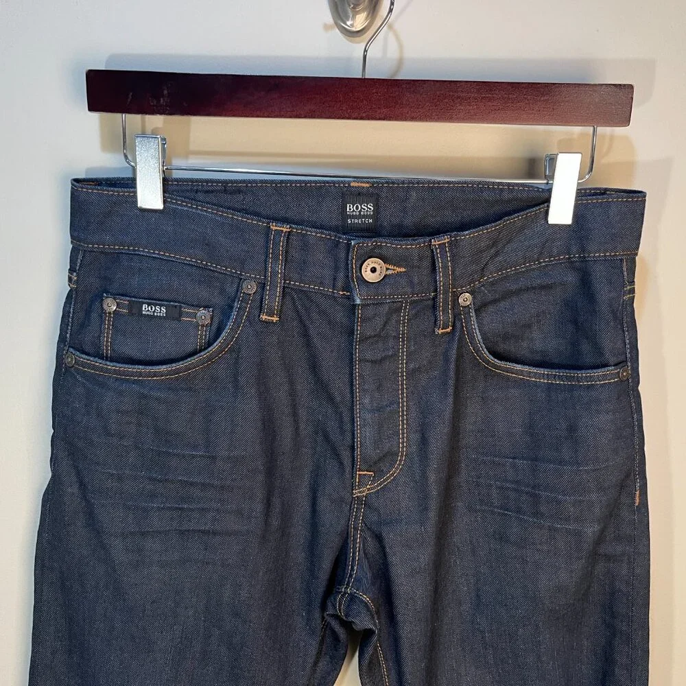 👖 Hugo Boss Men’s Dark Blue Slim Stretch Jeans 30x32 Elastane Blend 🔥